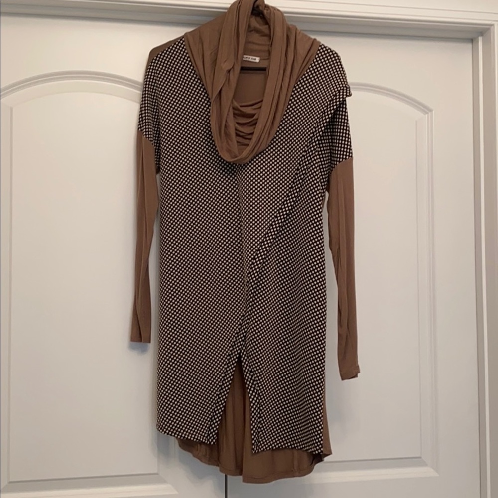 Lollipop Star Long Sleeve Brown & Cream Wrap Top,S